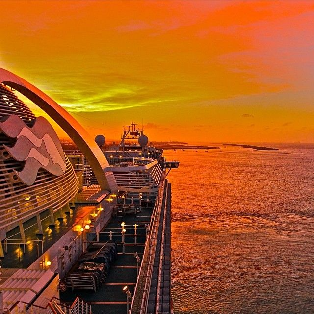 This is a picture of a cruise on the sunset.